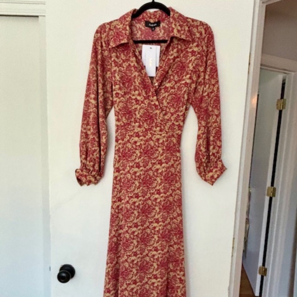 Floral Wrap Maxi Dress, Long Sleeve, Size S, NWT